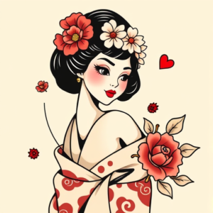 Cartoon Geisha Tattoo