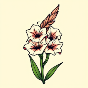 Cartoon Gladiolus Tattoo