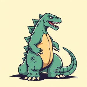 Cartoon Godzilla Tattoo