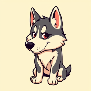 Cartoon Husky Tattoo