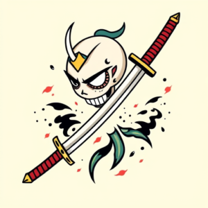 Cartoon Katana Tattoo