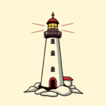 Cartoon Lighthouse Tattoo