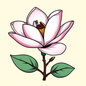 Cartoon Magnolia Tattoo