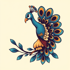 Cartoon Peacock Tattoo