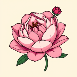 Cartoon Peony Tattoo