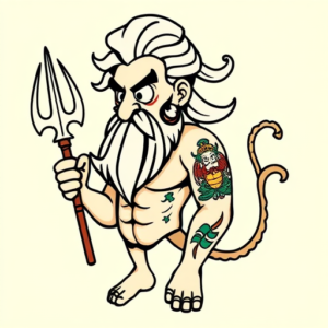 Cartoon Poseidon Tattoo