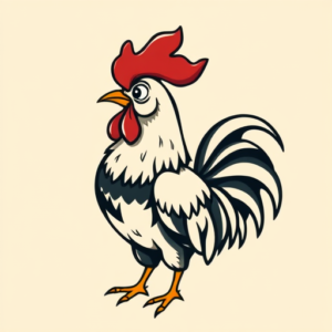 Cartoon Rooster Tattoo