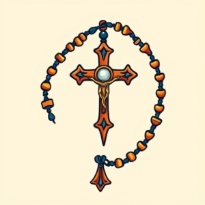 Cartoon Rosary Tattoo