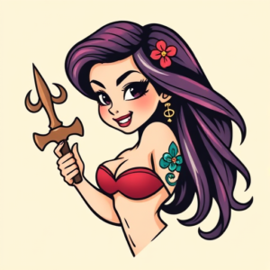 Cartoon Siren Tattoo