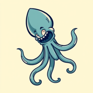 Cartoon Squid Tattoo