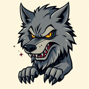 Cartoon Werewolf Tattoo