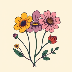 Cartoon Wildflower Tattoo
