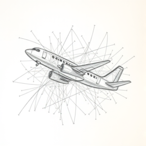 Chaotic Graphite Pencil Sketch Airplane Tattoo