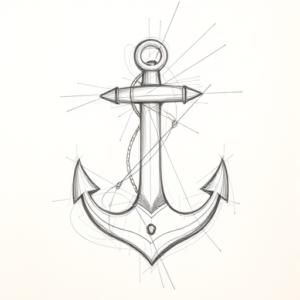 Chaotic Graphite Pencil Sketch Anchor Tattoo