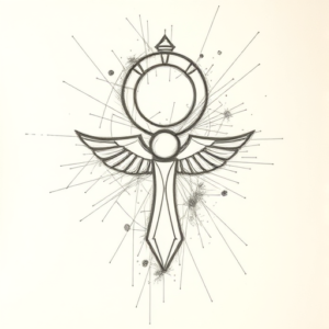 Chaotic Graphite Pencil Sketch Ankh Tattoo