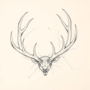 Chaotic Graphite Pencil Sketch Antler Tattoo
