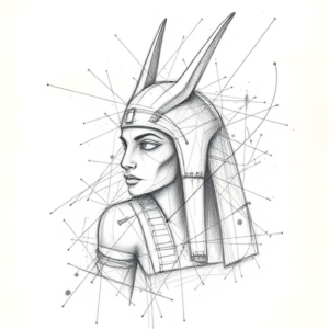 Chaotic Graphite Pencil Sketch Anubis Tattoo