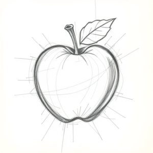 Chaotic Graphite Pencil Sketch Apple Tattoo