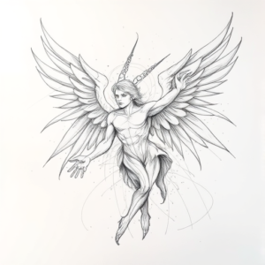 Chaotic Graphite Pencil Sketch Archangel Tattoo