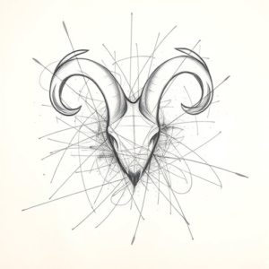 Chaotic Graphite Pencil Sketch Aries Tattoo