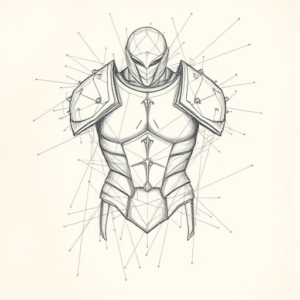 Chaotic Graphite Pencil Sketch Armor Tattoo