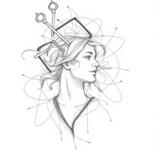 Chaotic Graphite Pencil Sketch Artemis Tattoo