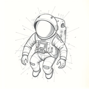Chaotic Graphite Pencil Sketch Astronaut Tattoo