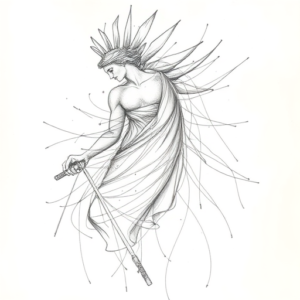 Chaotic Graphite Pencil Sketch Athena Tattoo