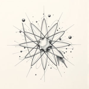 Chaotic Graphite Pencil Sketch Atomic Tattoo