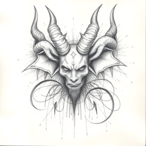 Chaotic Graphite Pencil Sketch Baphomet Tattoo