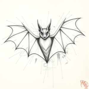 Chaotic Graphite Pencil Sketch Bat Tattoo
