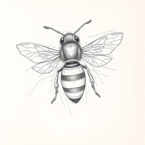 Chaotic Graphite Pencil Sketch Bee Tattoo