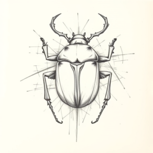 Chaotic Graphite Pencil Sketch Beetle Tattoo