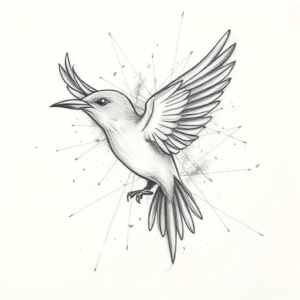 Chaotic Graphite Pencil Sketch Bluebird Tattoo