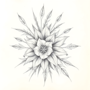 Chaotic Graphite Pencil Sketch Botanical Tattoo