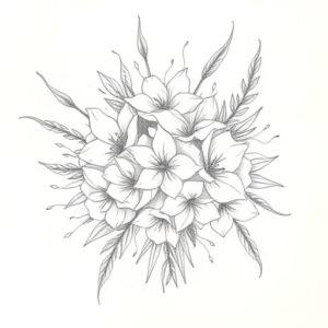 Chaotic Graphite Pencil Sketch Bouquet Tattoo