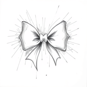 Chaotic Graphite Pencil Sketch Bow Tattoo