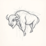 Chaotic Graphite Pencil Sketch Buffalo Tattoo