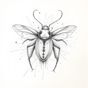 Chaotic Graphite Pencil Sketch Bug Tattoo