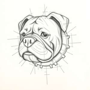 Chaotic Graphite Pencil Sketch Bulldog Tattoo