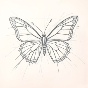 Chaotic Graphite Pencil Sketch Butterfly Tattoo
