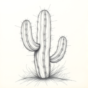 Chaotic Graphite Pencil Sketch Cactus Tattoo