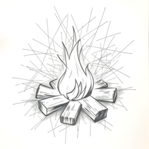 Chaotic Graphite Pencil Sketch Campfire Tattoo