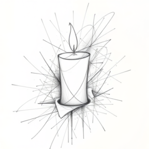 Chaotic Graphite Pencil Sketch Candle Tattoo