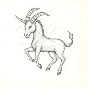 Chaotic Graphite Pencil Sketch Capricorn Tattoo