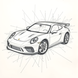 Chaotic Graphite Pencil Sketch Car Tattoo