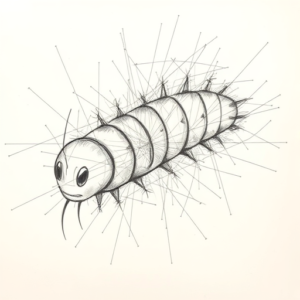 Chaotic Graphite Pencil Sketch Caterpillar Tattoo