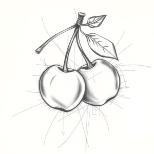 Chaotic Graphite Pencil Sketch Cherry Tattoo