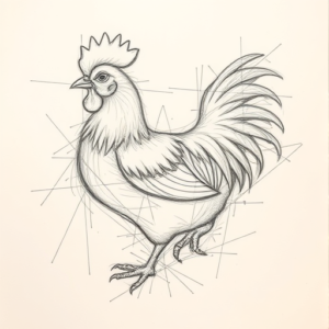 Chaotic Graphite Pencil Sketch Chicken Tattoo