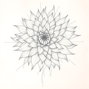 Chaotic Graphite Pencil Sketch Chrysanthemum Tattoo